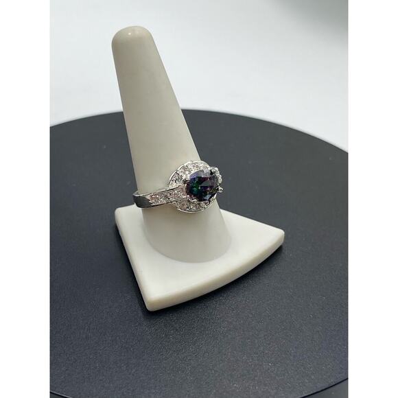 Sterling Silver 925 Mystic Topaz and CZ Ring  Sz 10.25 - Picture 3 of 16